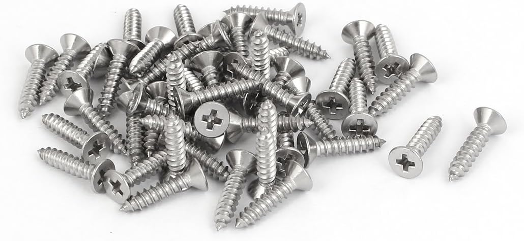 M2.9x13mm 316 Stainless Steel Flat Head Phillips Self Tapping Screws 50 Pcs