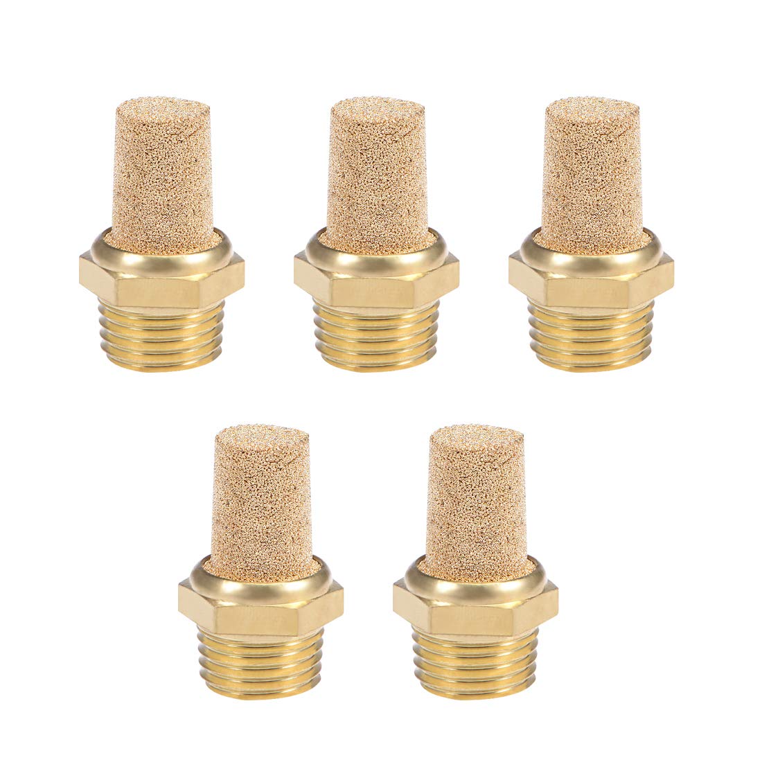 1/4 PT Sintered Bronze Exhaust Muffler with Brass Body Protruding 5pcs