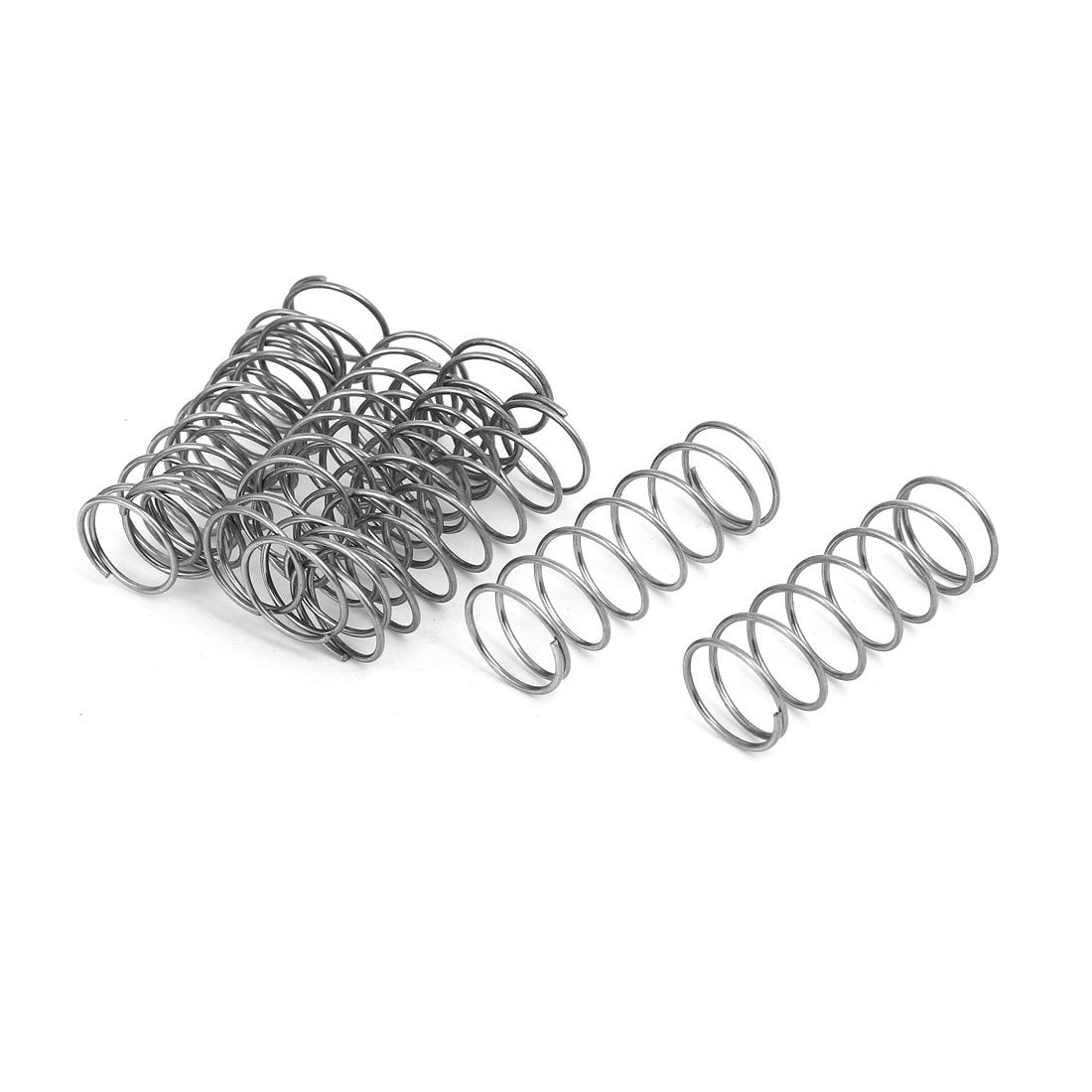 Compression Spring,304 Stainless Steel,15mm OD,1mm Wire Size,40mm Free Length,Silver Tone,10Pcs