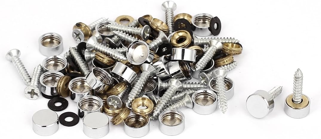 Wardrobe 10mm Dia Round Cap Decor Glass Mirror Screw Nails 40pcs