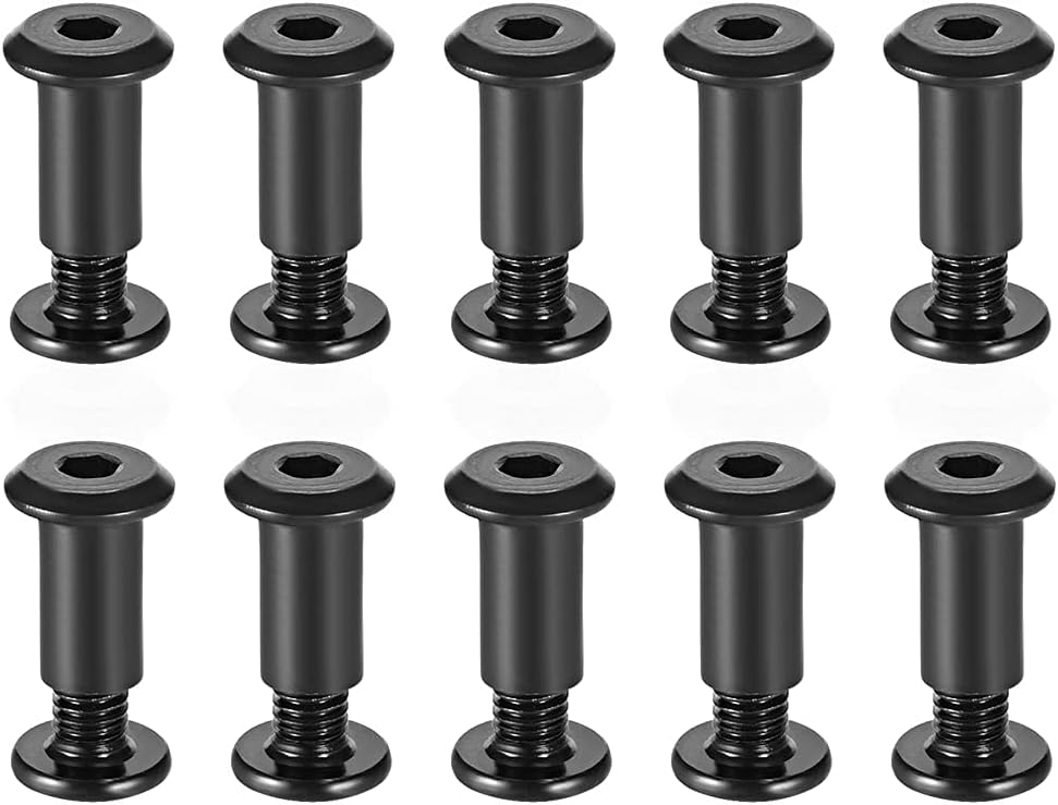 Screw Post Fit for 5/16"(8mm) Hole Dia, Male M6x12mm Belt Buckle Binding Bolts Leather Fastener Carbon Steel Black 10 Sets
