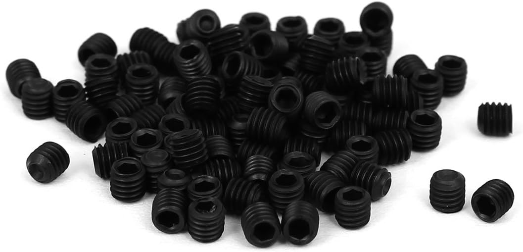 DIN916 M3x3mm Metal Grade 10.9 Hex Socket Set Screw Bolt Fastener Black 100pcs