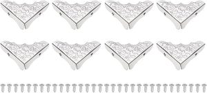 8Pcs Decorative Corner Protectors, Metal Corner Guards, Furniture Edge Protector with Screws 1.46"x1.46"x2.05" for Wooden Gift Box Cabinet Decorative, White