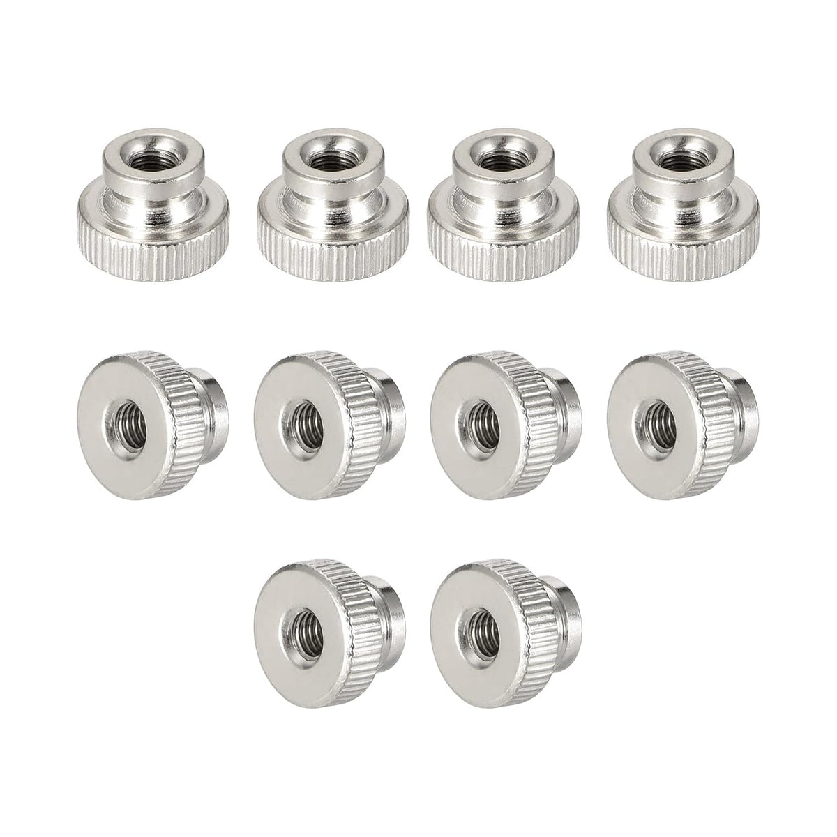 Knurled Thumb Nuts, 10Pcs M6x1mm Iron Round Knobs Fasteners for 3D Printer Parts, Silver Tone