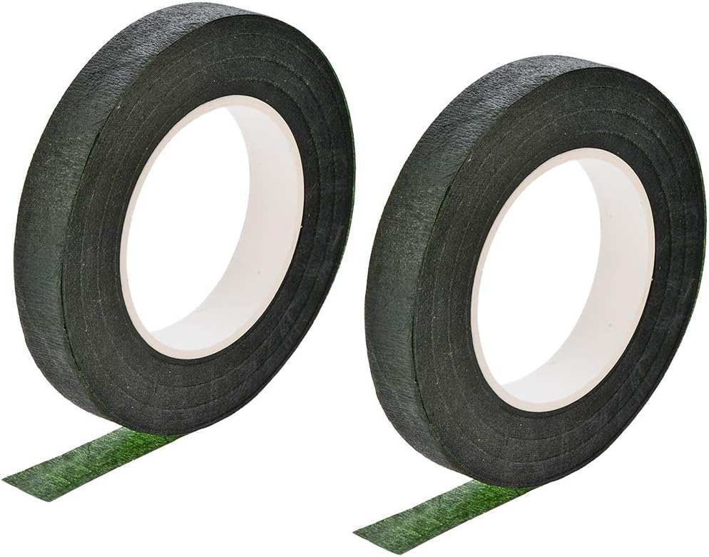LinkMejor 1/2-inch Wide 30Yard Dark Green Floral Tape Flower Adhesives Floral Arrangement Kits 2 Pcs