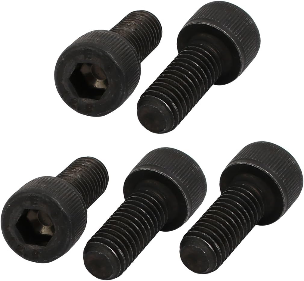 5pcs M8x20mm 12.9 Grade Hex Socket Cap Left Hand Thread Screw Bolt Black