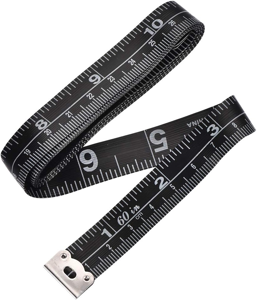 LinkMejor Cloth Tape Measure for Body 150cm 60 Inch Metric Inch Measuring Tape Soft Dual Sided for Tailor Sewing Black