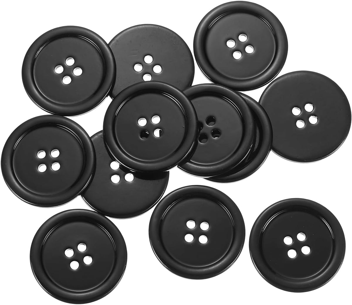 12 Pcs Natural Shell Buttons, 4 Hole Mother of Pearl Buttons 25mm Sewing Craft Buttons for Shirt Sewing DIY Crafts Decoration, Black