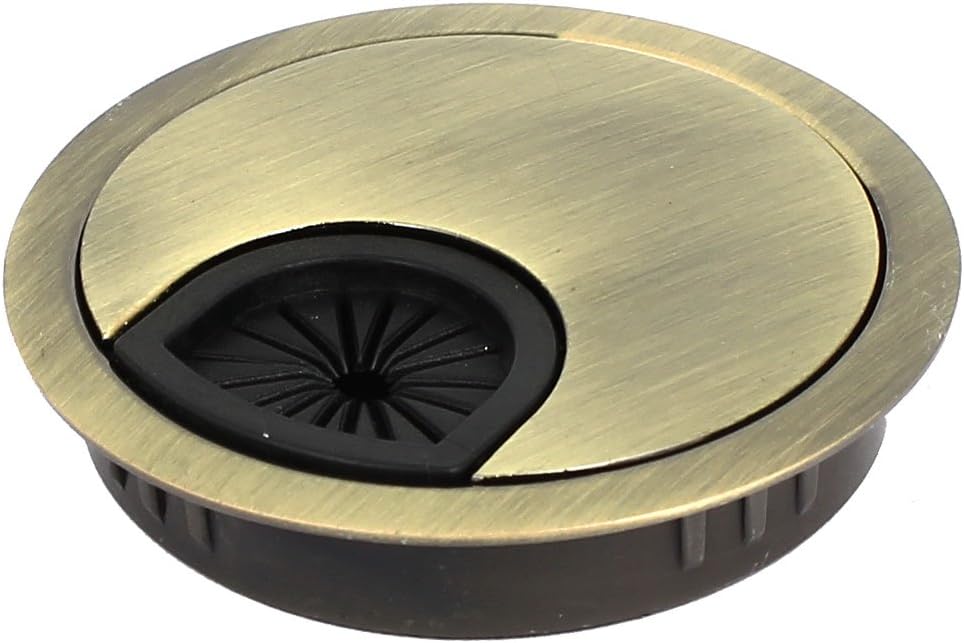 Computer Desk 60mm Dia Metal Grommet Wire Cable Hole Cover Bronze Tone