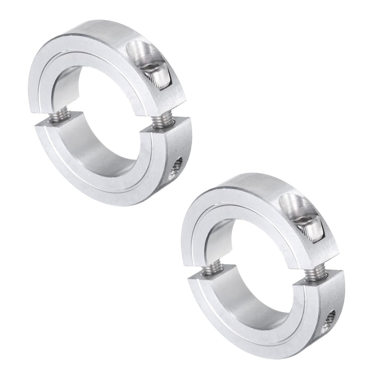 2pcs Double Split Clamp-On Shaft Collar for 1-1/4" Shaft, Two-Piece Clamping Collar, 2-1/16" OD, 1/2" Thickness, Aluminum Alloy Set Screw Split Collar Clamp