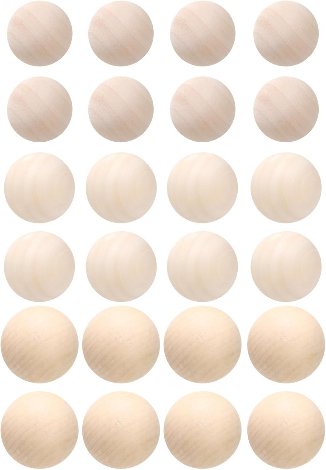 24pcs Round Wood Balls 30+35+40mm Diameter Unfinished Solid Wooden Beads, Small Natural Craft Balls for DIY Craft Projects Art Ornaments