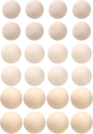 24pcs Round Wood Balls 30+35+40mm Diameter Unfinished Solid Wooden Beads, Small Natural Craft Balls for DIY Craft Projects Art Ornaments