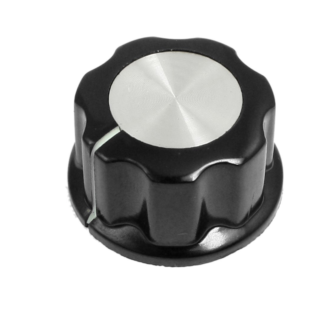 27mm x 15mm Potentiometer Control Volume Rotary Knob Cap Black Silver Tone
