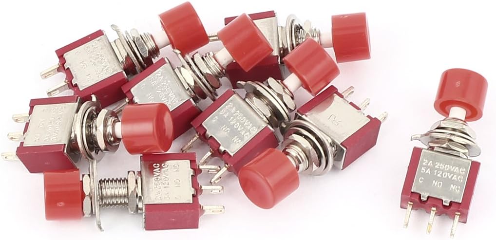 AC 250V/120V 2A/5A 3 Terminal NO NC Momentary Push Button Switch 9PCS