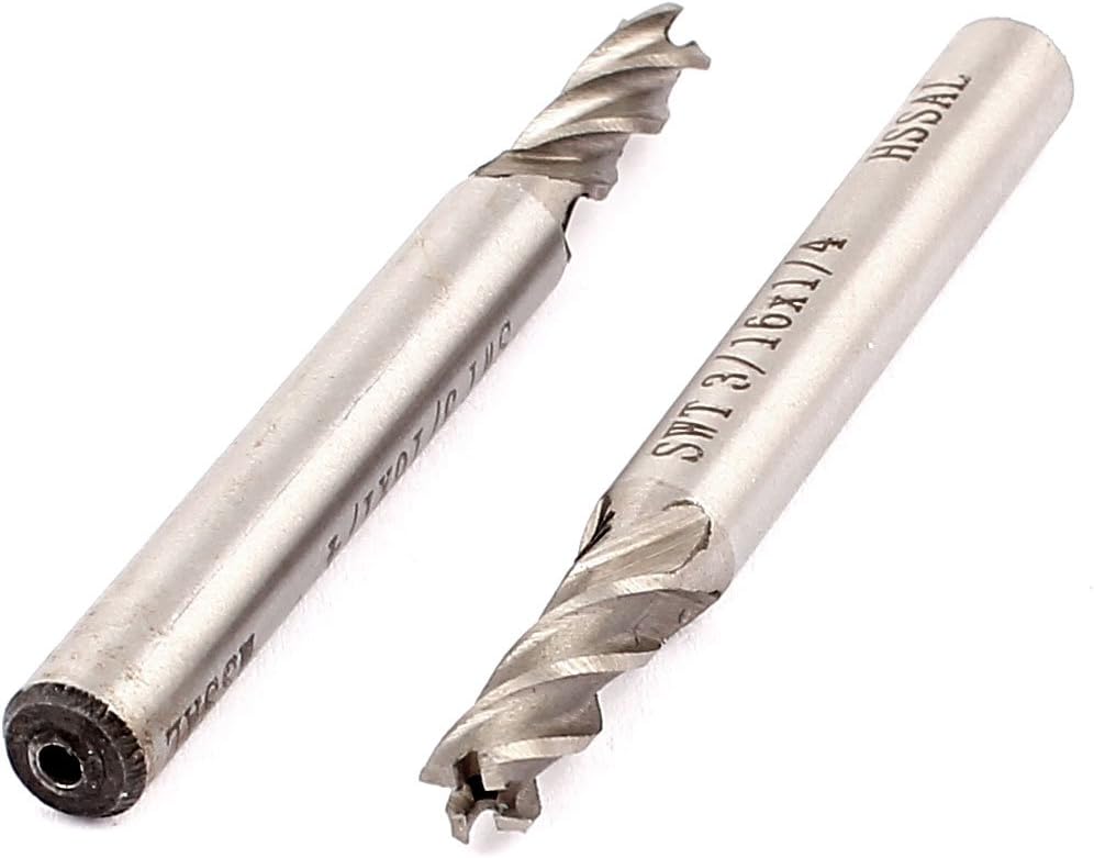 2pcs 4.8mmx6mmx15mmx59mm 4 Flutes End Mill Milling Cutter Tool Silver Tone