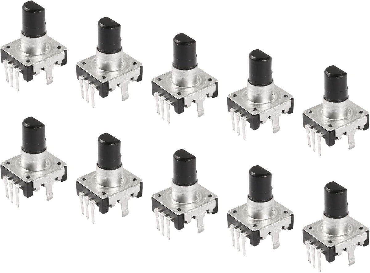 360 Degree Rotary Encoder Code Switch Digital Potentiometer 3 Pins 14.3mm D-Shaft 10pcs
