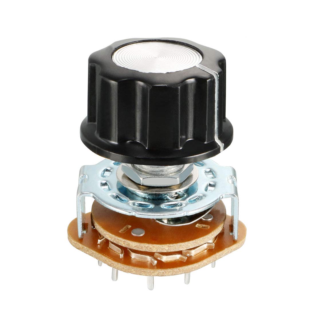 6mm 4P3T 4 Pole 3 Position Selectable Single Deck Band Channel Rotary Switch Selector with plastic knob