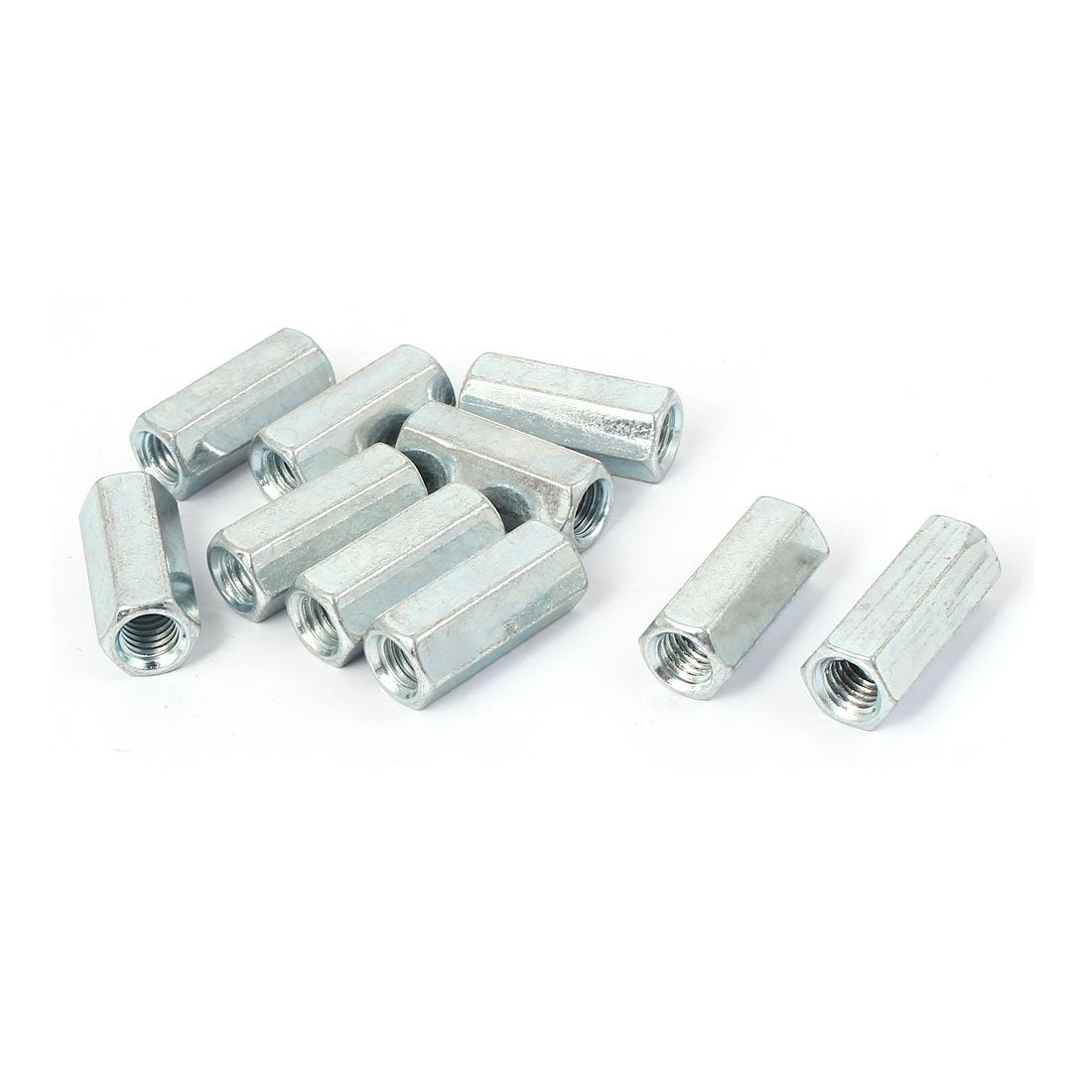 a16041400ux0820 M8 Female Thread Straight Fitting Hex Rod Coupling Nuts Silver Tone 10 Pcs (Pack of 10)
