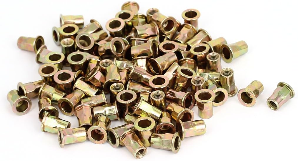 M6 Half Hex Body Flat Head Blind Rivet Nuts Nutserts 100 Pcs