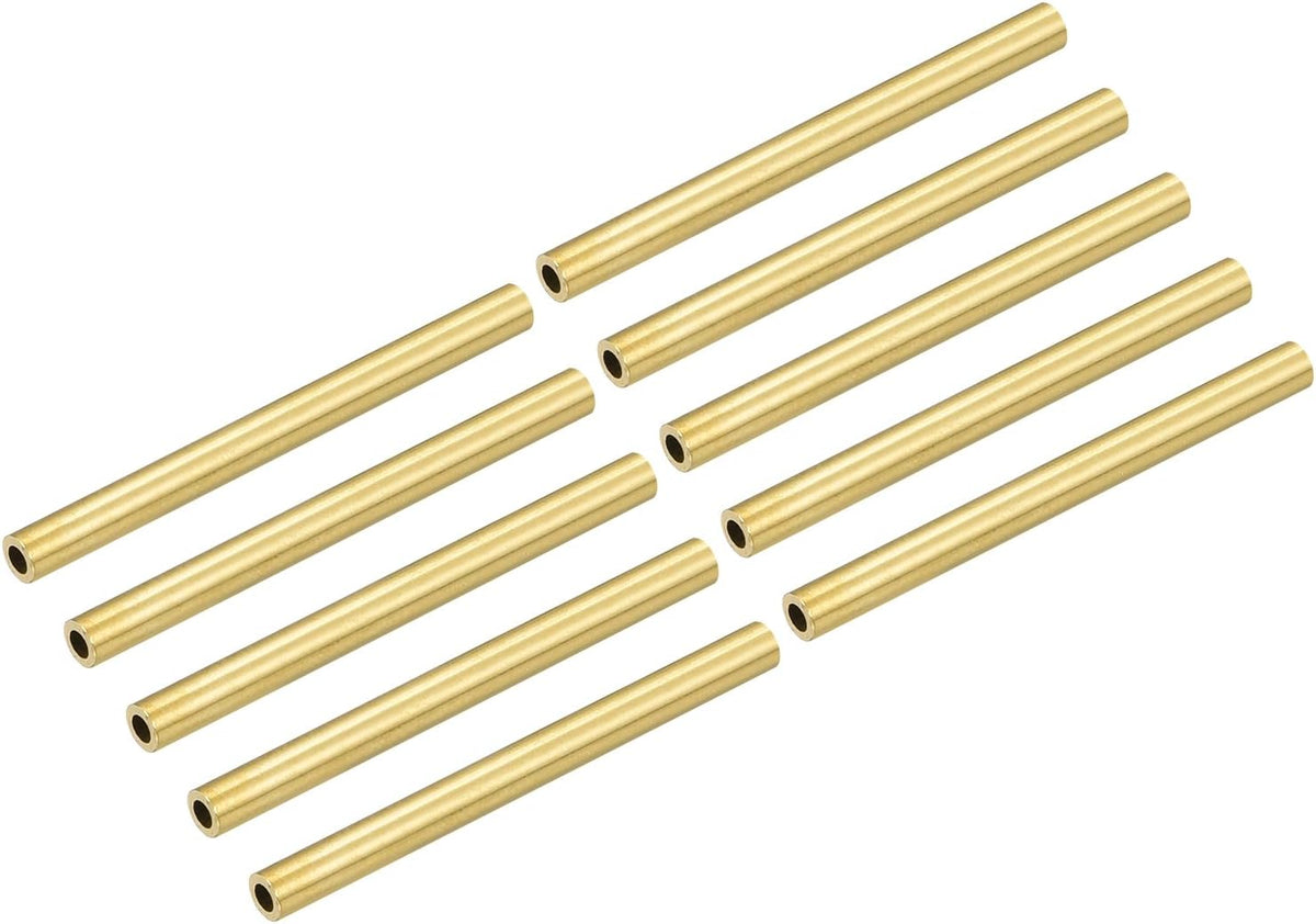 Brass Tube 2.5mm OD 0.5mm Wall Thickness 30mm Length Pipe Tubing for DIY 10 Pcs
