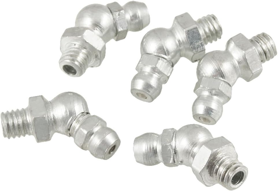 5 Pcs M6x1 Thread 45 Degree Angle Hydraulic Grease Nipple Zerk Silver Tone
