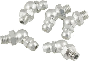 5 Pcs M6x1 Thread 45 Degree Angle Hydraulic Grease Nipple Zerk Silver Tone