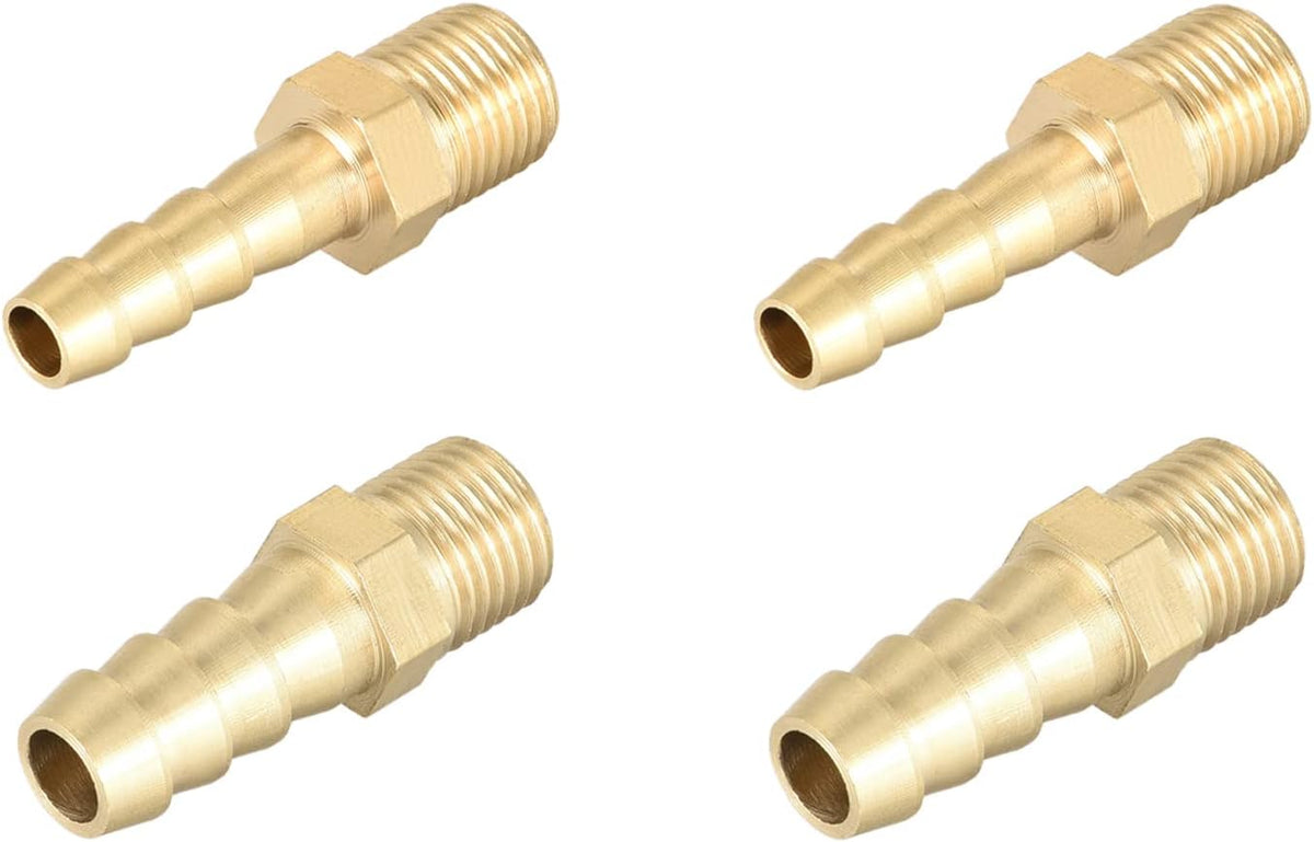 Brass Fitting Connector, Metric M10-1 Male to Barb, Fit Hose ID 6mm 8mm, Total 4pcs