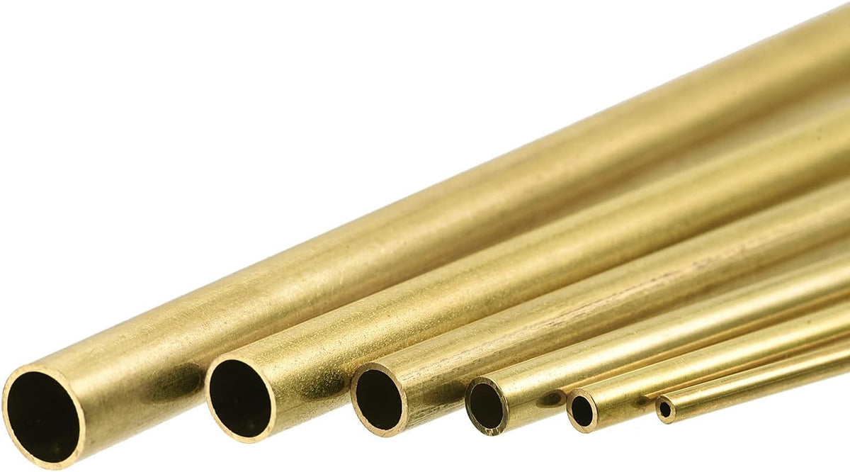 Brass Tube, 2.5mm 3.5mm 4.5mm 5.5mm 6.5mm 7.5mm OD x 0.5mm Wall Thickness 300mm Length Metal Tubing, Pack of 6