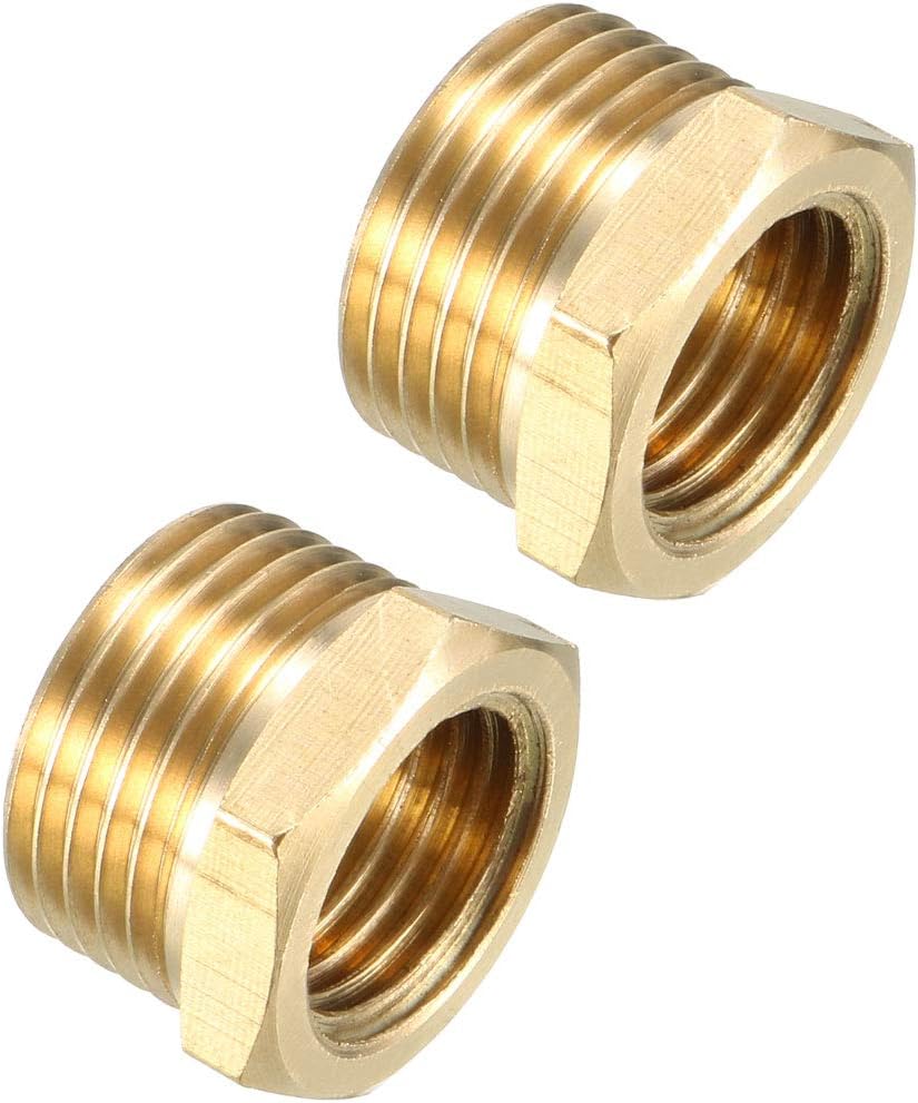 Brass Threaded Pipe Fitting G3/8 Male x G1/4 Female Hex Bushing Adapter 2pcs