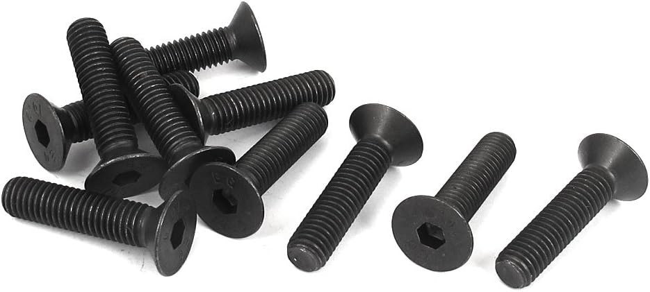 M8 x 35mm Metric Hex Socket Countersunk Head Screw Bolts Black 10PCS