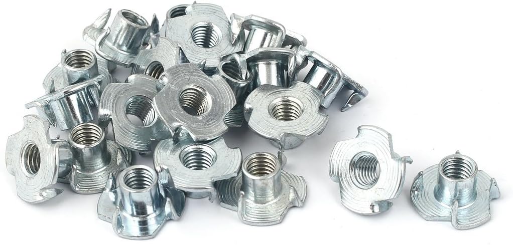M8 Metric 4 Pronged Tee Nut T-Nut for Table Legs Rock Climbing Wall Woodwork Holds Wood Cabinetry 20 Pcs