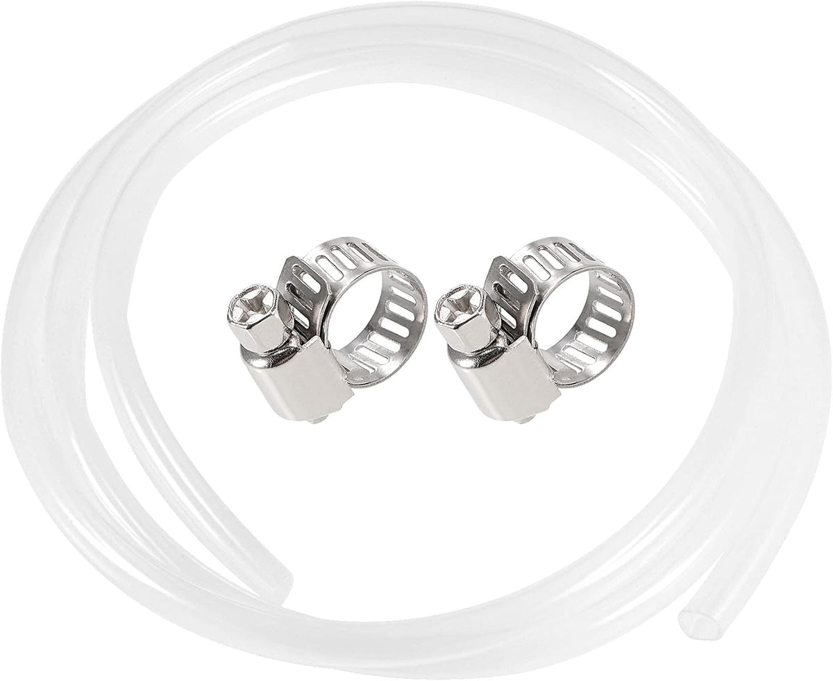 Silicone Tubing 5/16"(8mm) ID 3/8"(10mm) OD 5ft(1.5m) Silicone Rubber Tube Air Hose Water Pipe Clear with Clamps