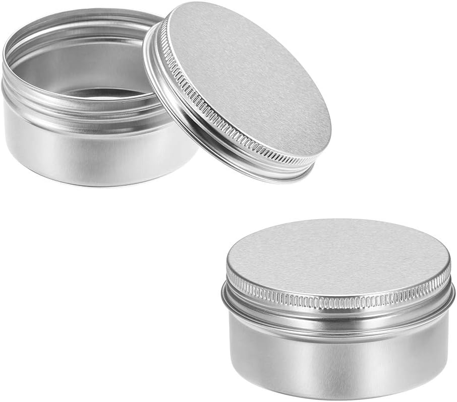LinkMejor 12 Pack 2.7 oz Round Aluminum Cans Tin Can Screw Top Metal Lid Containers for Crafts, Candles, 80ml, 35mm Height