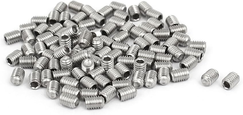 M3x4mm 316 Stainless Steel Hex Socket Cup Point Grub Set Screws 100pcs