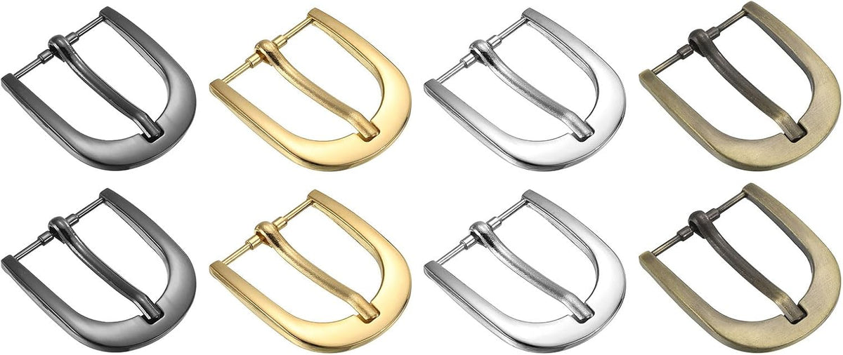 LinkMejor 8Pcs Metal Roller Buckles, 25mm - 0.98" Rectangle Single Prong Belt Buckle Center Bar Replacement Buckles for Belt Leather Jeans Accessories (4Colors, 36mm)