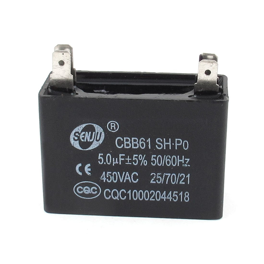 a15010500ux0891 CBB61 AC 450V 5uF 4 Soldered Terminal Rectangular Ceiling Fan Capacitor