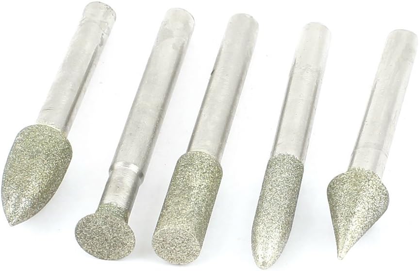 60mm Length 6mm Dia Shank Diamond Grinding Bit Mounted Point Set 5 Pcs
