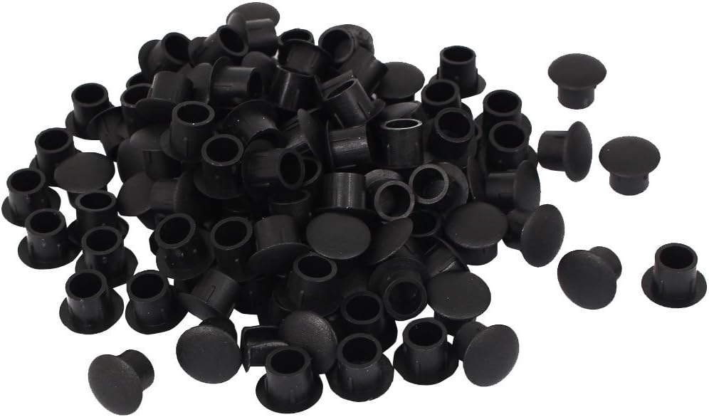 Plastic Push in Furniture Screw Cap Covers 8mm Diameter Hole 100 Pcs Black