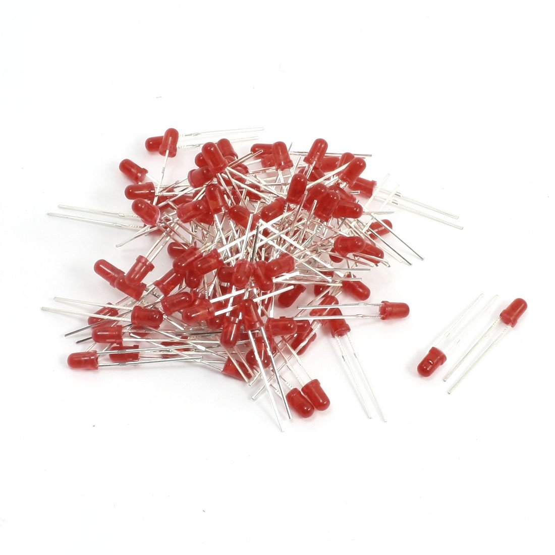 Round Head Red LED, 100 Piece, 3 mm Diameter 24mm Length