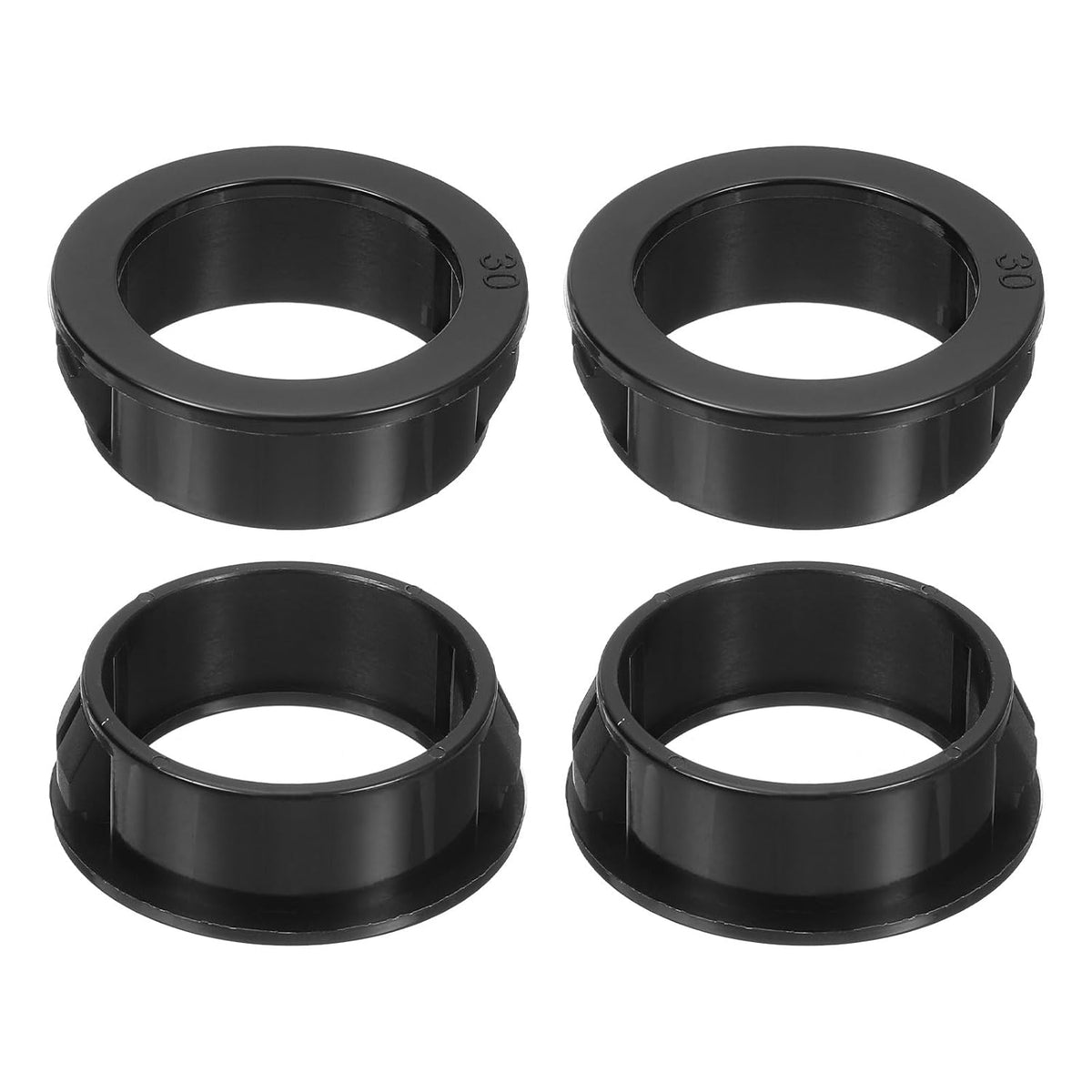 28 Pcs Cable Snap Bushing Grommet, 1-3/16" Mounting Dia Black Round Nylon Snap in Cable Grommet Protector, Plastic Cable Hole Grommets for Wiring