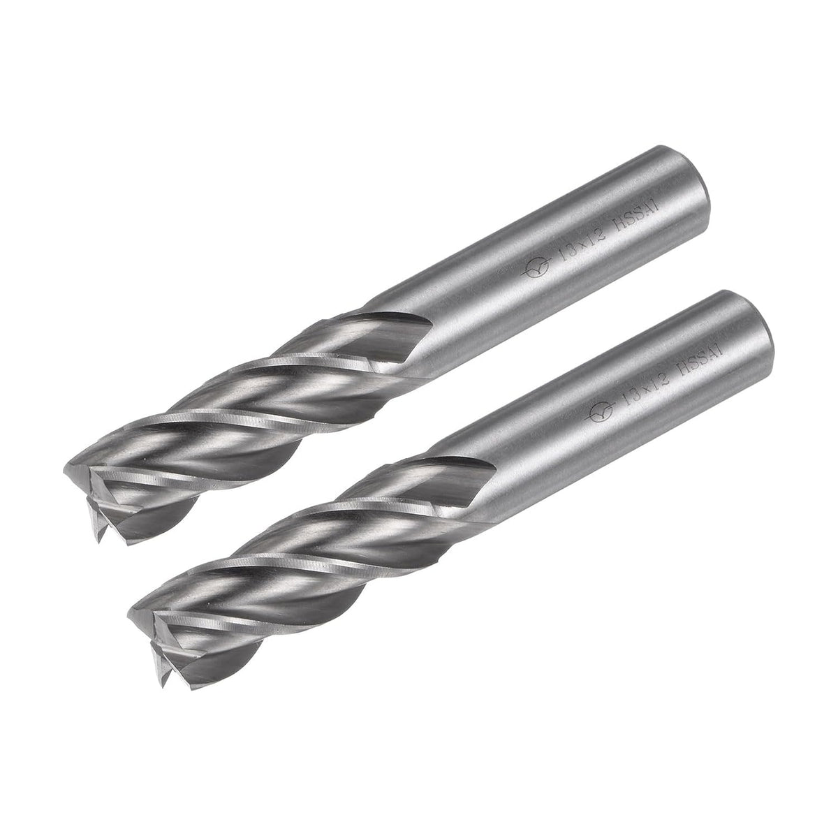 2pcs Carbide End Mills 4-Flute 13mm / 0.51" High-Speed Steel CNC Milling Cutter Bits Tool with Straight Shank for Aluminum Steel Cutting Metalworking