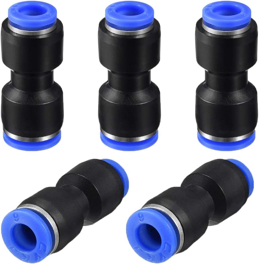 5Pcs Push to Connect Fittings Tube Connect 5/32" -15/64" OD Reducing Straight Union Push Fit Fittings Tube Fittings Push Lock Blue