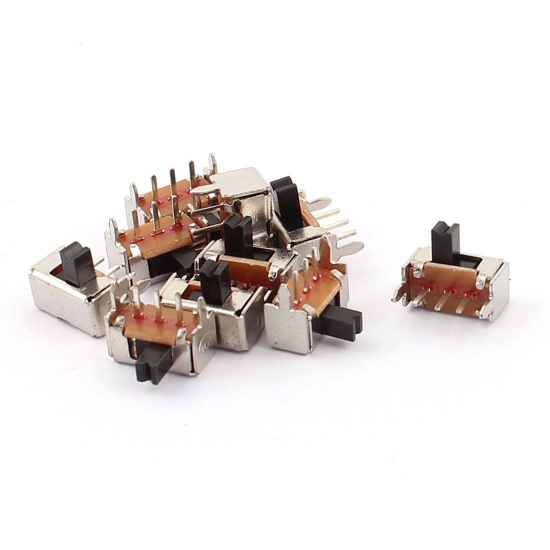 a15080400ux1036 10 Pcs on/Off 2 Position 3 Poles Spdt Right Angle Panel Pcb Slide Switch, 0.28000000000000003" width, 0.34" Length