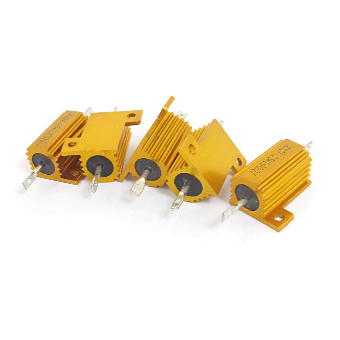 25W 200 Ohm 5% Aluminum Clad Wirewound Power Resistor 5pcs Yellow