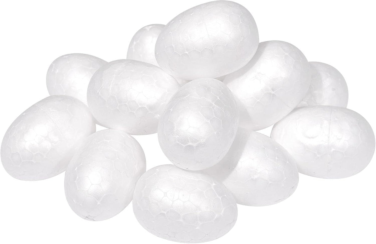 LinkMejor 20Pcs White Egg Foam Ball 1.6" x 2.2" Polystyrene Solid Balls for Eggs Decoration, Crafts and Handmade