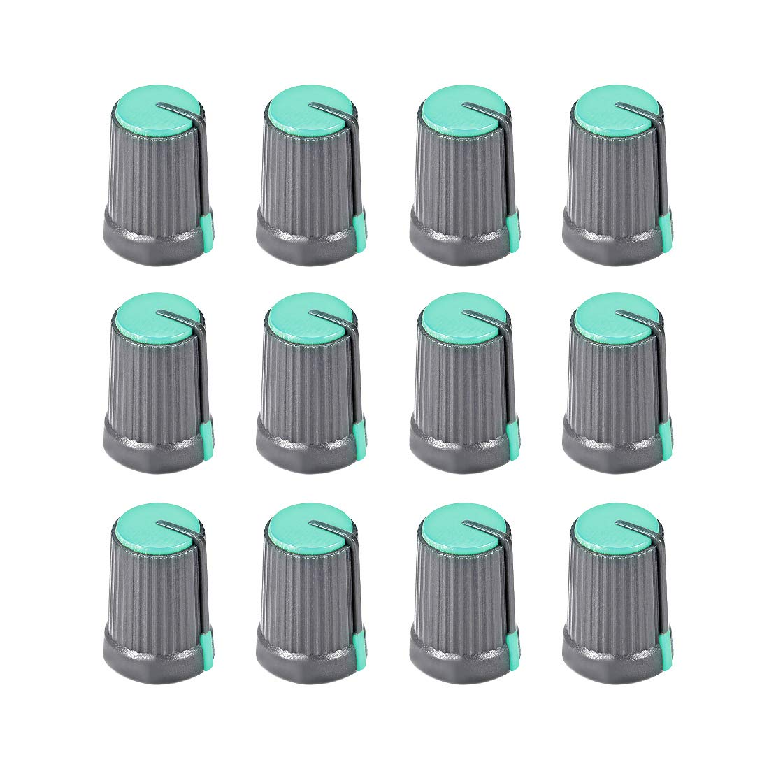 12Pcs Potentiometer Volume Control Knob Cap Plastic Green 6mm Shaft Dia. Rotary Knob 12mm Dia. X 17mm Height