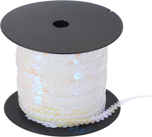 11 Yard Flat Sequin Strip, 6mm Paillette Sequins String Ribbon Roll Spangle Flat Sequin Strip for Crafts Embellishments Sewing Costume Accessories, Gradient White
