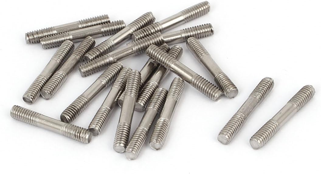 M4x25mm 304 Stainless Steel Double End Threaded Stud Screw Bolt 20pcs