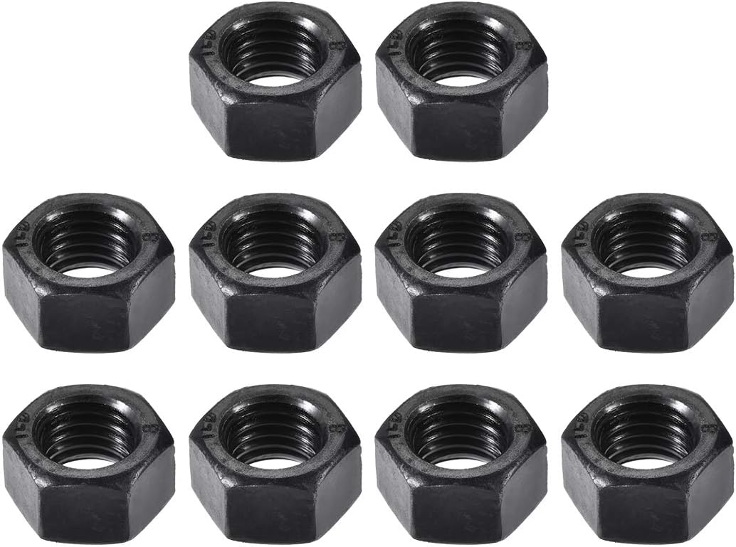 Hex Nuts, M12x1.75mm UNC Carbon Steel Thread Hexagon Nut 10pcs