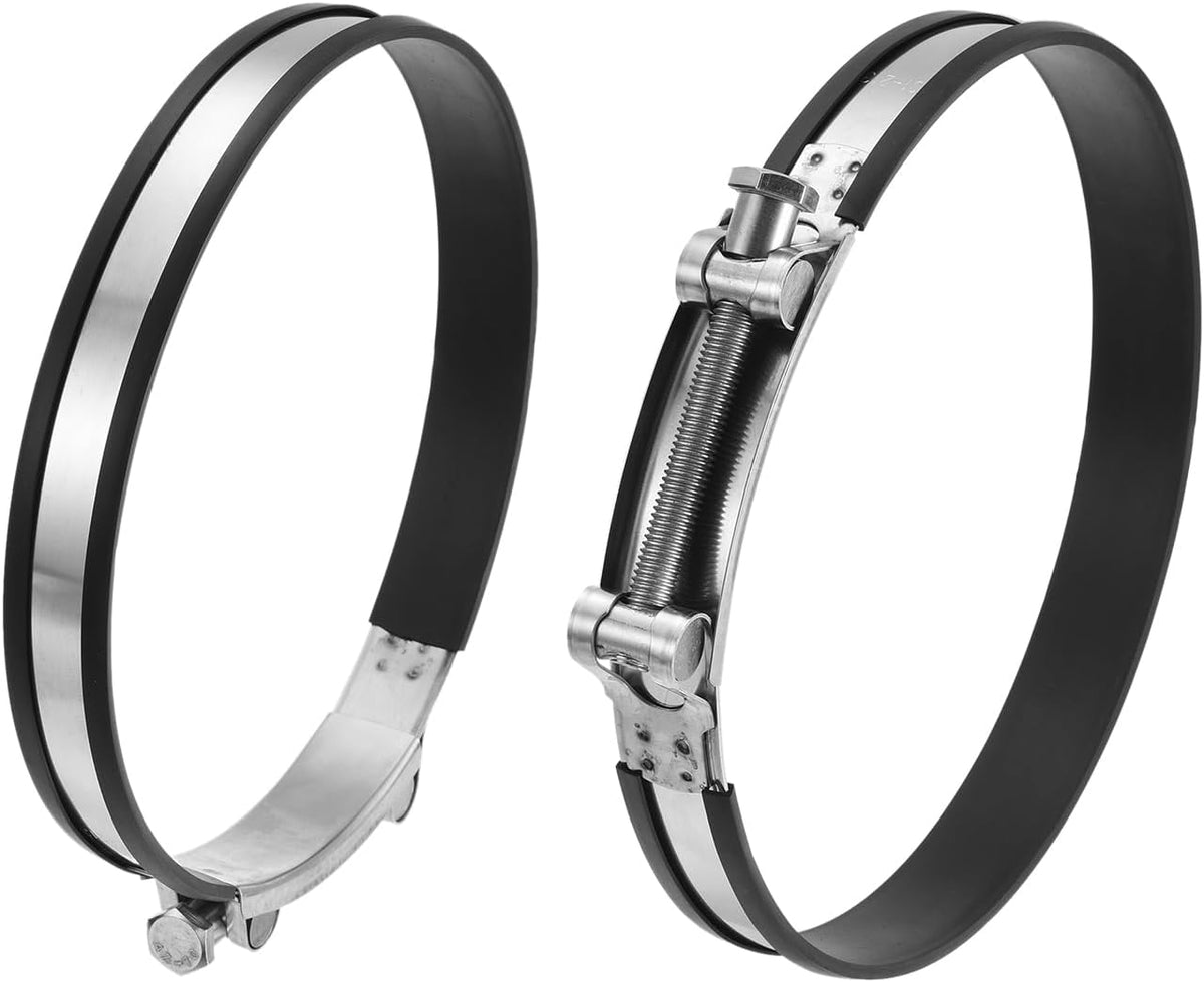 T-Bolt Hose Clamp, 2Pcs 201-213mm Adjustable Stainless Steel Rubber Cushioned Intake Intercooler Pipe Clamps Hose Clip for Industrial
